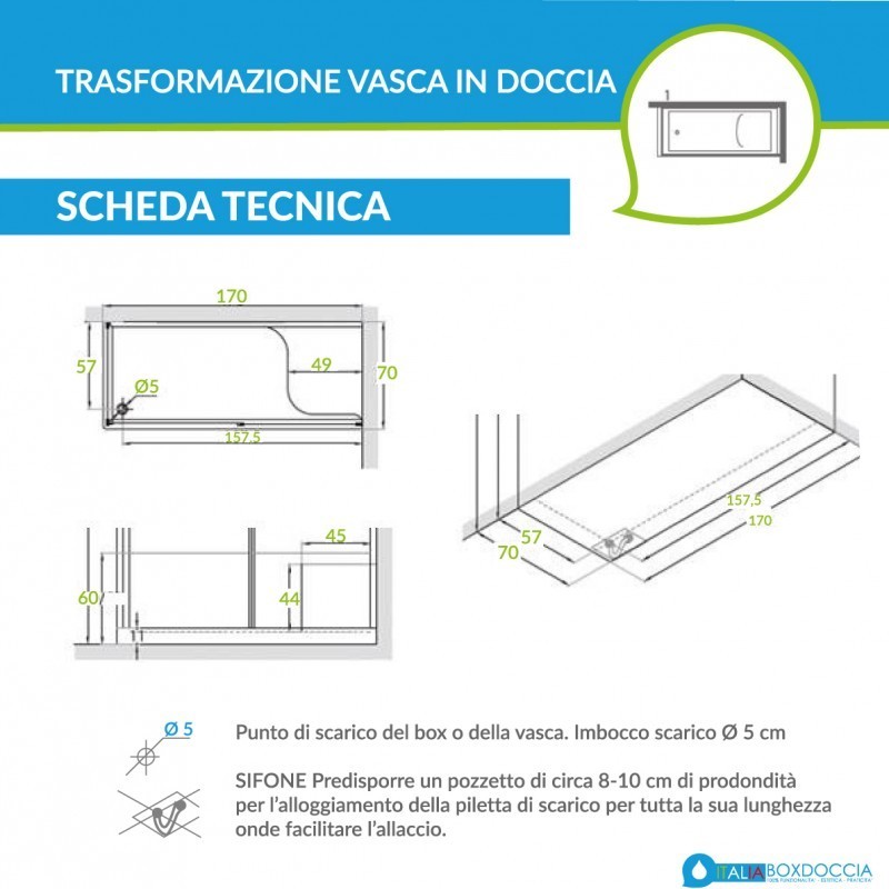 Misure Per Box Doccia.Su Misura Box Doccia Per Sostituzione Vasca Vendita Online Italiaboxdoccia