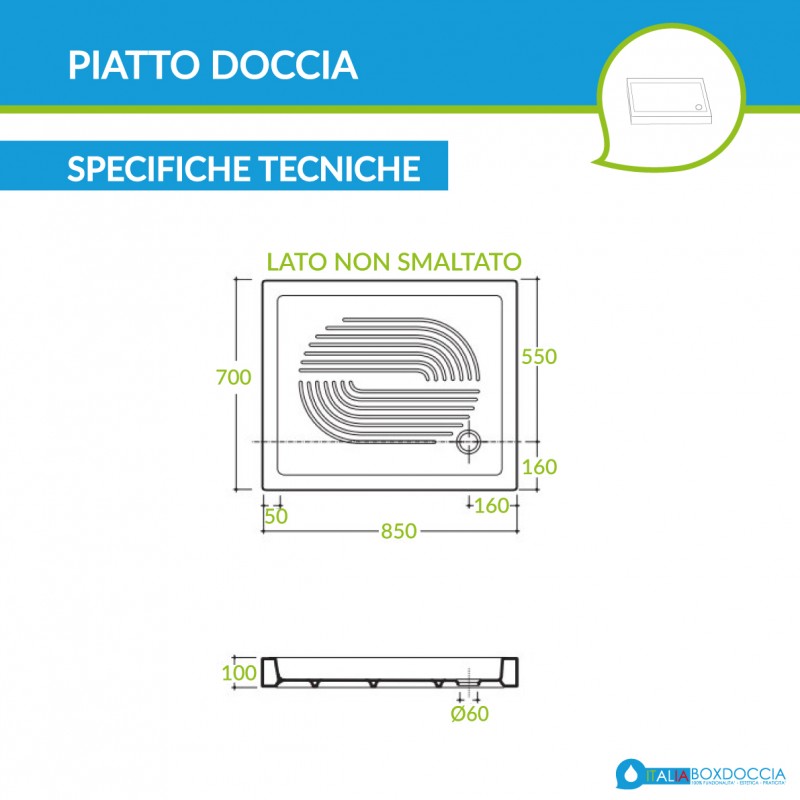 Piatto Doccia 70x85 Globo.Catalano Piatto Doccia In Ceramica 70x85 Cm Altezza 11 Cm