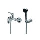 Eurorama Serie Dodo Miscelatori Lavabo e Bidet con Piletta Salterello + Vasca con Set Doccia in Ottone Cromo Lucido