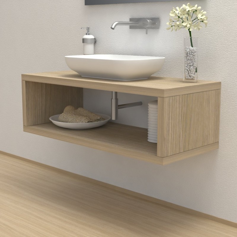 Top Bagno con vano portaoggetti Larghezza 50 x Profondità 55 cm in abete  per lavabi d'appoggio - Vendita Online ItaliaBoxDoccia