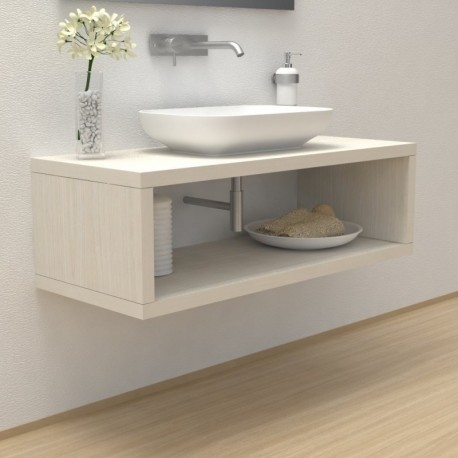 Top Bagno con vano portaoggetti Larghezza 60 x Profondità 45 cm in abete per lavabi d'appoggio