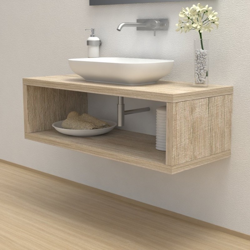 Top Bagno con vano portaoggetti Larghezza 105 x Profondità 45 cm in abete per  lavabi d'appoggio - Vendita Online ItaliaBoxDoccia