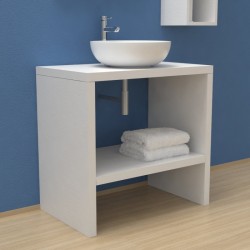 Mobile Bagno con fianchi a terra e vano portaoggetti Larghezza 100 x Profondità 45 cm in abete per lavabi d'appoggio