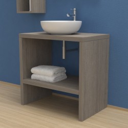 Mobile Bagno con fianchi a terra e vano portaoggetti Larghezza 110 x Profondità 45 cm in abete per lavabi d'appoggio