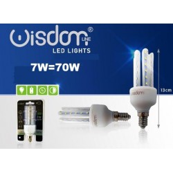 Lampadina LED 3 tubi Fredda E14 7W 6500k WISDOM