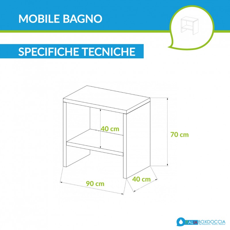 Mobile Bagno con fianchi a terra e vano portaoggetti Larghezza 90