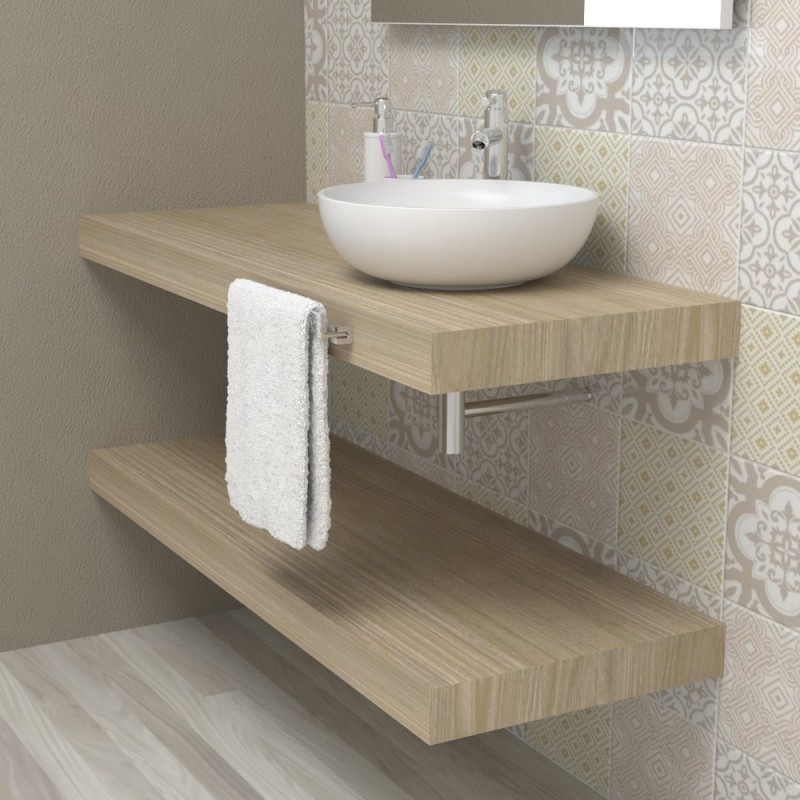 Top Bagno Larghezza 80 x Profondità 45 cm in abete per lavabi d'appoggio con  portasciugamano - Vendita Online ItaliaBoxDoccia