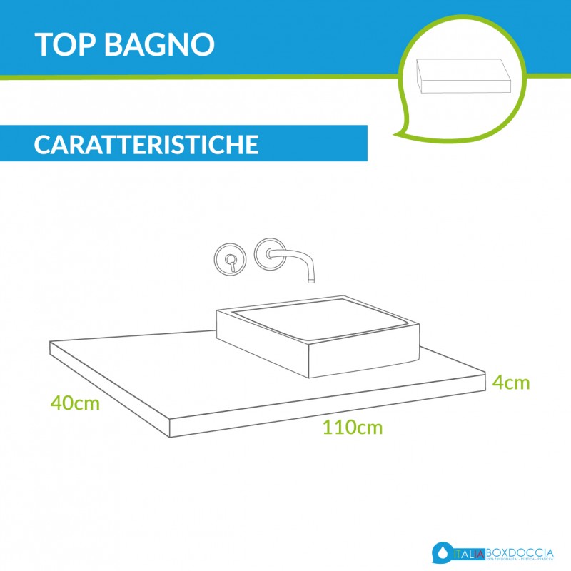 Top Bagno Larghezza 70 x Profondità 40 cm in abete per lavabi d'appoggio  con portasciugamano - Vendita Online ItaliaBoxDoccia