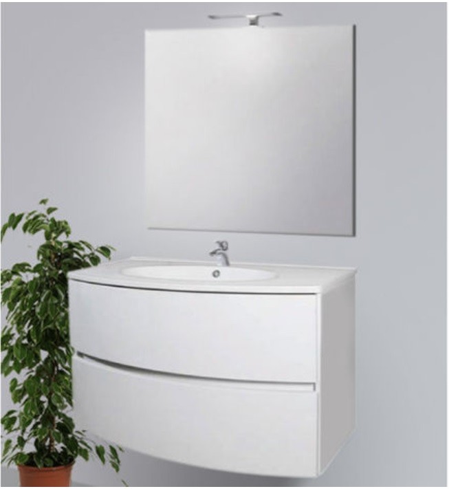 Mobili Bagno Sospesi Savini.Mobile Bagno Sospeso Gioia Da 90 Cm Con Lavabo Specchio E Applique Integrata In Finitura Bianca Vendita Online Italiaboxdoccia