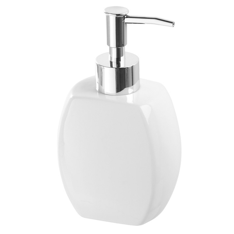 Dispenser sapone in ceramica bianca con erogatore cromato - Vendita Online  ItaliaBoxDoccia