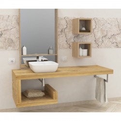 Top Bagno Larghezza 110 x Profondità 55 cm in abete per lavabi d'appoggio