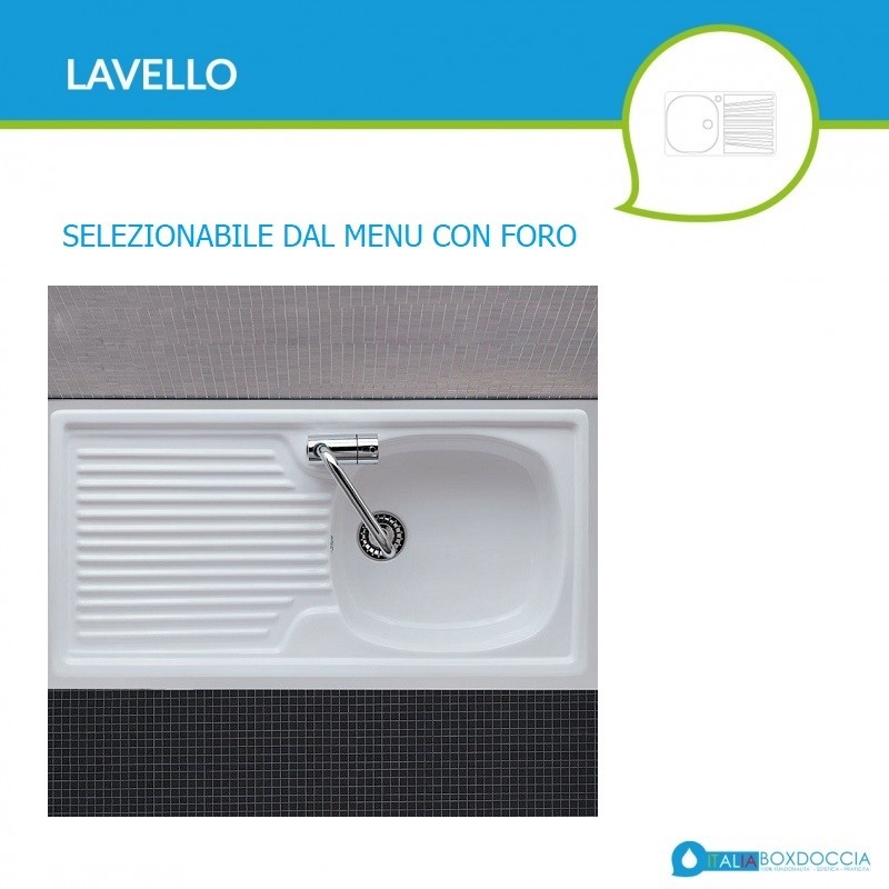 Mobile sottolavello bianco 80x50 + lavello in ceramica 1 vasca con  gocciolatoio a sinistra - Vendita Online ItaliaBoxDoccia