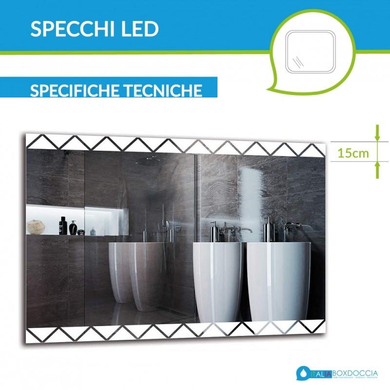 Specchio Bagno Su Misura Filo Lucido Retroilluminante led 20W con disegno  sabbiato mod. Spe162 - Vendita Online ItaliaBoxDoccia