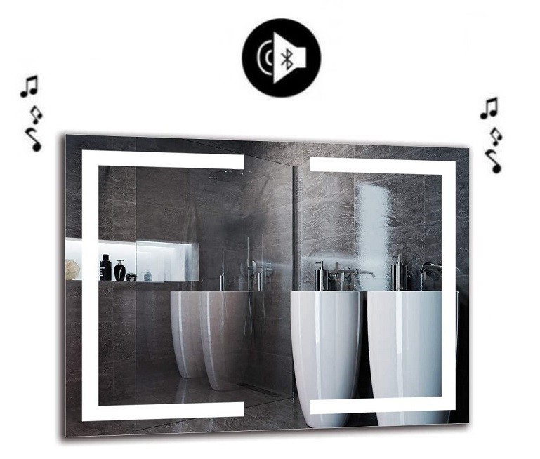 Specchio da Bagno con Angoli Squadrati Altoparlante Bluetooth e Disegno  Sabbiato Retroilluminante led 20W art. spe203 - Vendita Online  ItaliaBoxDoccia