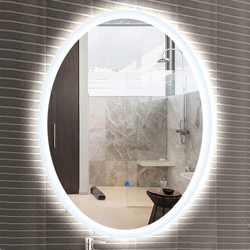 Specchio da Bagno a Forma Ovale con Disegno Sabbiato Retroilluminato led  20W art. spe512 - Vendita Online ItaliaBoxDoccia