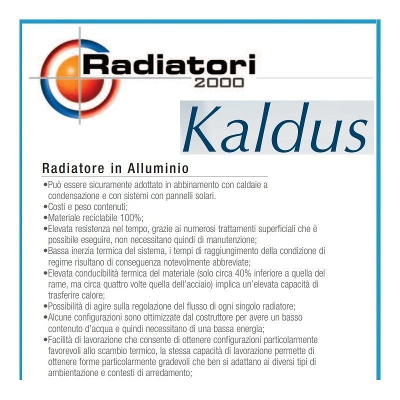 RADIATORI 2000 SPA - RADIATORE TERMOSIFONE CALORIFERO IN ALLUMINIO KALDUS  H.1400, Radiatori, Radiatori alluminio