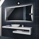 Specchio da Bagno con Angoli Squadrati e Altoparlante Bluetooth + Orologio Retroilluminato led 20W art. spe332