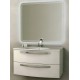 Mobile da Bagno Sospeso 100 cm Frassino Bianco con Lavabo e Specchiera con Accensione Luce Touch