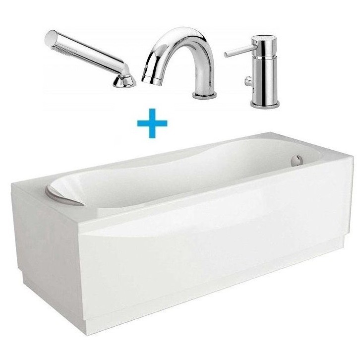 Novellini Calypso Vasca standard 170x70 con telaio colonna di Scarico senza  rubinetteria e 2 pannelli bianco