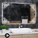 Specchio da Bagno con Angoli Squadrati Altoparlante Bluetooth + Orologio e Strisce Sabbiate Retroilluminante led 20W art. spe998