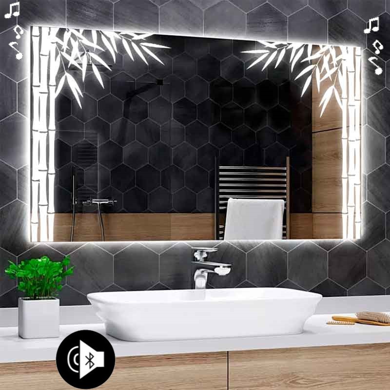 Specchio da Bagno Su Misura con Angoli Squadrati Altoparlante Bluetooth e  Disegno Sabbiato Retroilluminato led 20W art. speA25 - Vendita Online  ItaliaBoxDoccia