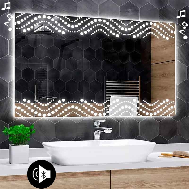 Specchio da Bagno Su Misura con Angoli Squadrati Altoparlante Bluetooth e  Disegno Sabbiato Retroilluminato led 20W art. speA27 - Vendita Online  ItaliaBoxDoccia