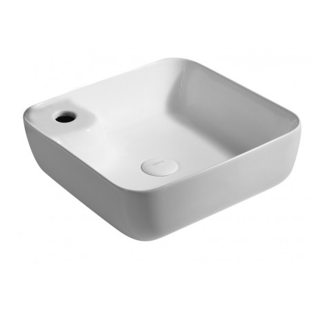 Lavabo d'appoggio in ceramica bianca lucida 43 cm larghezza x 43 cm profondità