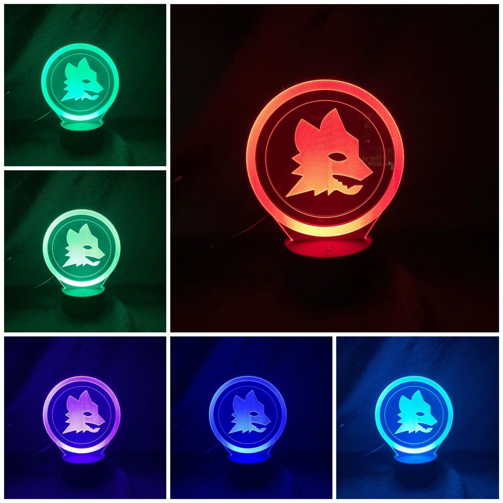 Lampada led multicolore scudetto Roma calcio personalizzabile con nome