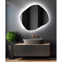 Specchio da Bagno a Semicerchio Filo Lucido Retroilluminato led 20W con  disegno sabbiato art. moon (dx) - Vendita Online ItaliaBoxDoccia