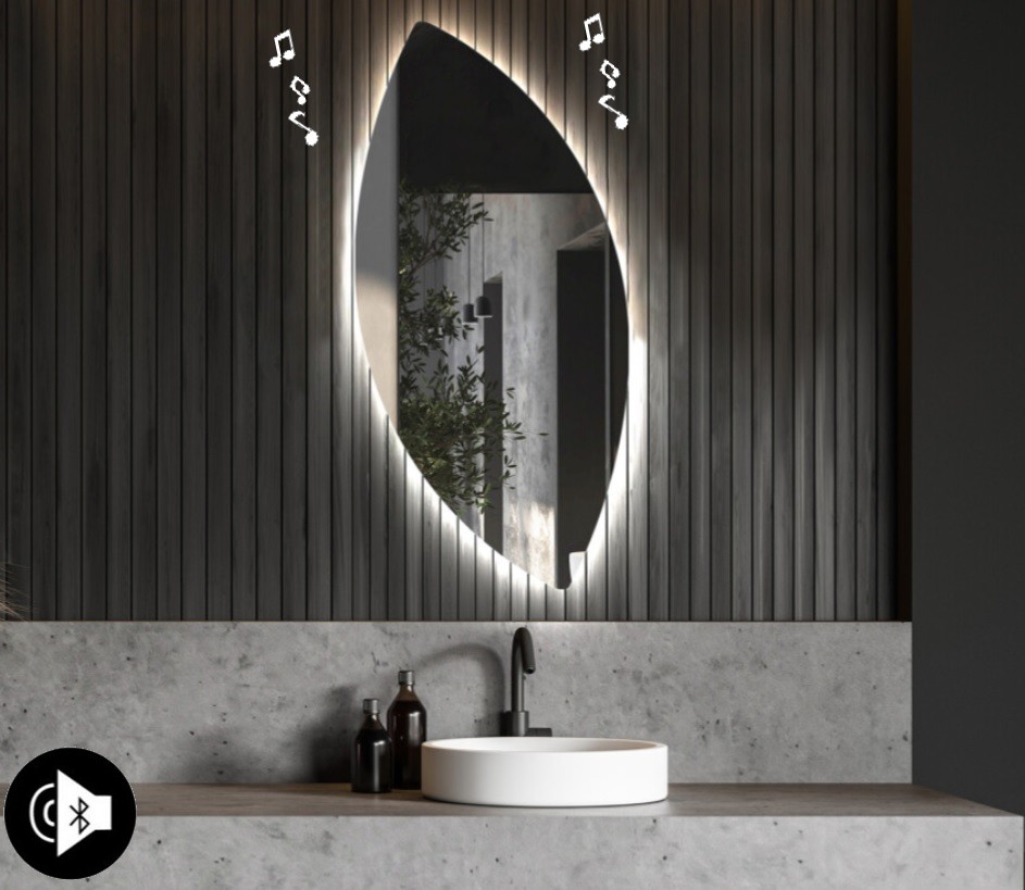 Specchio irregolare da Bagno con Altoparlante Bluetooth Retroilluminato led  20W art. spe4234 - Vendita Online ItaliaBoxDoccia