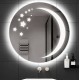 Specchio Bagno Tondo Filo Lucido con disegno sabbiato Stella e Luna Retroilluminante led 20W