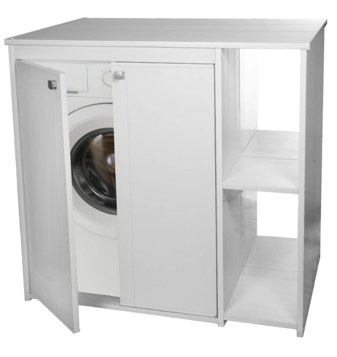 Coprilavatrice da Esterno in PVC 95x60x94 cm 2 Ante con Ripiani Laterali  Laundry Bianco - Vendita Online ItaliaBoxDoccia