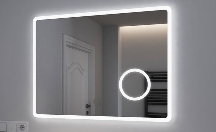 Specchio Bagno Filo Lucido Angoli arrotondati Retroilluminante led 20W con  specchietto cosmetico 20x integrato art. spe172 - Vendita Online  ItaliaBoxDoccia