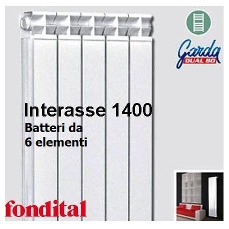 Radiatore in Alluminio Interasse 1400 Fondital garda dual80 batteria da 6 elementi