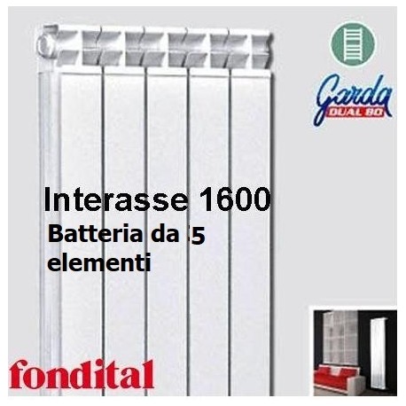 Radiatore in Alluminio Interasse 1600 Fondital Garda Dual80 Batteria Da 5 Elementi