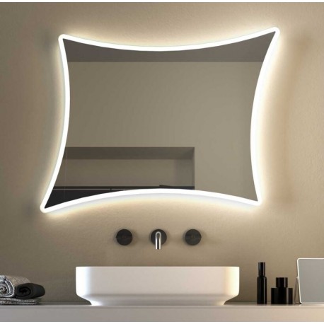 Specchio da Bagno sagomato con Disegno Sabbiato Retroilluminato led 20W art. spe52