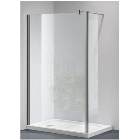 Parete Walk-in 107,3 cm. con antina mobile paraspruzzi cm 30 cristallo trasparente 6 mm altezza 200 cm