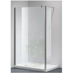 Parete Walk-in 127,3 cm. con antina mobile paraspruzzi cm 30 cristallo trasparente 6 mm altezza 200 cm