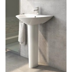 Lavabo da 55 cm ad installazione terra su colonna con foro per rubinetto bianco lucido Morning di Rak Ceramics