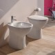 Coppia Sanitari tradizionali serie Morning di Rak Ceramics WC rimless senza brida + bidet in ceramica bianca lucida