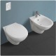 Sanitari sospesi Morning di Rak Ceramics Vaso con tecnologia rimless + Bidet in Ceramica Bianco Lucido