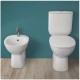 Vaso senza brida Rimless monoblocco in ceramica con cassetta + bidet filomuro Morning Rak