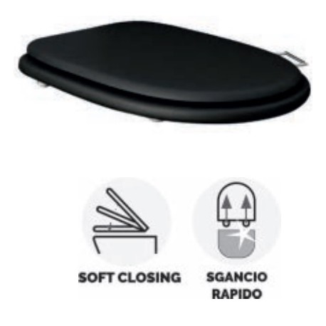 Sedile Wc Ceramica Rak per vaso washington in Legno Poliestere Colato Nero Opaco Matt a chiusura soft-close