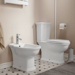 Vaso con Cassetta Monoblocco + bidet in ceramica bianco lucida washington di rak ceramics