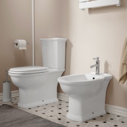 Vaso con Cassetta Monoblocco + bidet in ceramica bianco lucida washington di rak ceramics