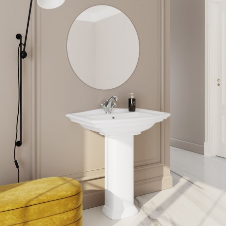 Lavabo con colonna in ceramica bianca da 76 cm - Washington di Rak Ceramics