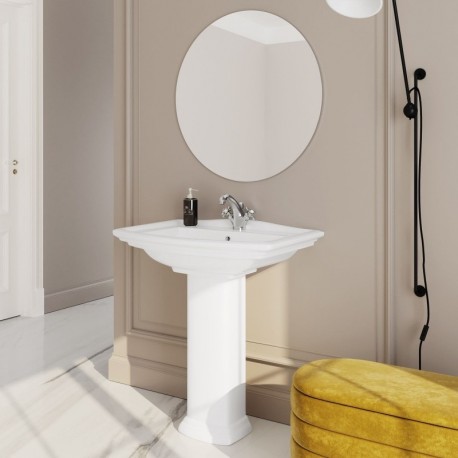 Lavabo con colonna in ceramica bianca da 65 cm - Washington di Rak Ceramics