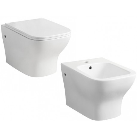 Sanitari sospesi Vaso con tecnologia rimless + Bidet in Ceramica Bianco Lucido Modello Orchidea