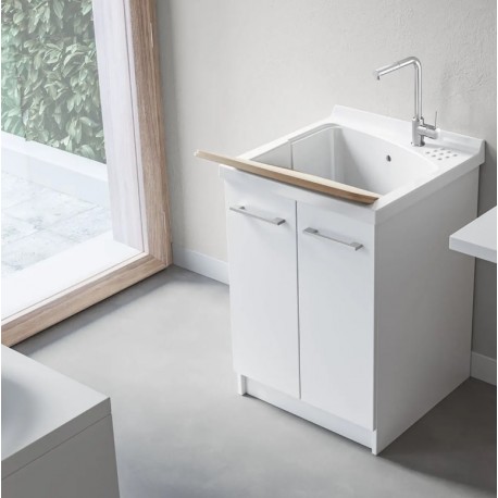 Mobile REVINE 61x61 cm con a Ante + Lavatoio in Ceramica Bianco Lucido marca Dolomite