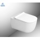 Sanitari sospesi Mirto con fissaggio nascosto di Dolomite Vaso con tecnologia rimless + Bidet in Ceramica Bianco Lucido